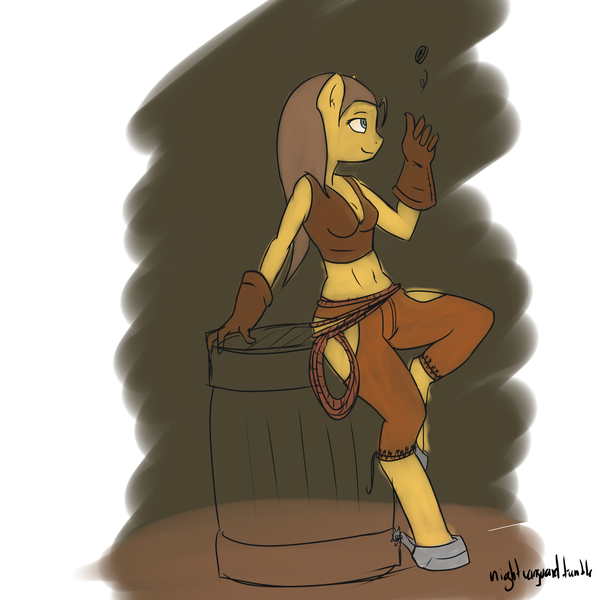 Size: 1280x1280 | Tagged: 30 minute art challenge, anthro, artist:keilinkzone, caramel, chaps, derpibooru import, female, hooves, rope, rule 63, safe, spurs, toffee, unguligrade anthro