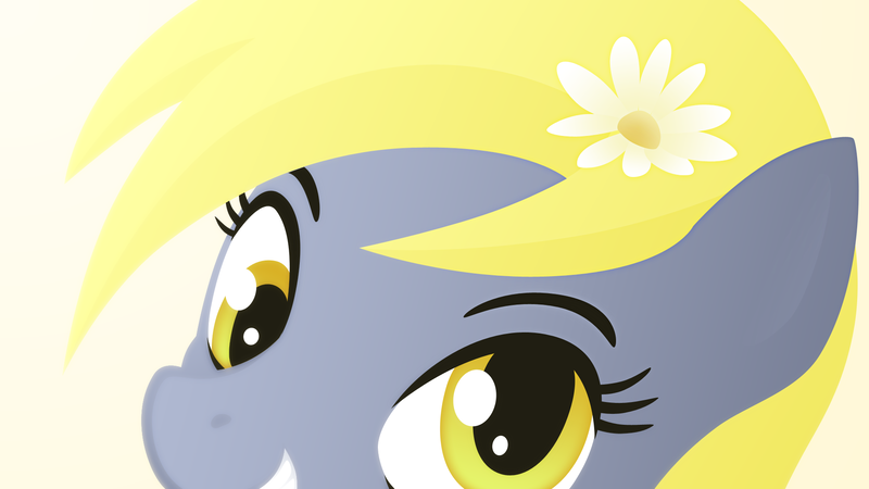 Size: 1920x1080 | Tagged: safe, artist:gingermint, artist:icekatze, derpibooru import, derpy hooves, pegasus, pony, bust, female, flower, gradient background, lineless, mare, portrait, solo, teeth, wallpaper