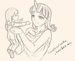 Size: 1840x1510 | Tagged: 30 minute art challenge, artist:lunaismaiwaifu, child, cute, derpibooru import, female, horn, horned humanization, human, humanized, mother and child, mother and daughter, safe, smiling, twilight sparkle, twilight velvet, younger