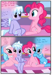 Size: 1741x2500 | Tagged: aloe, aloechaser, artist:pyruvate, blushing, cloudchaser, comic, comic:the usual, derpibooru import, female, lesbian, lotuspie, pinkie pie, safe, shipping