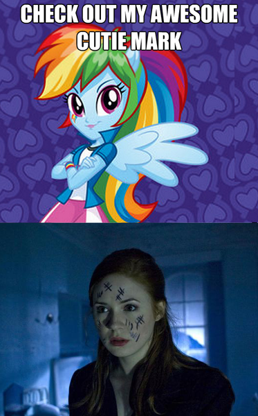 Size: 524x844 | Tagged: safe, derpibooru import, rainbow dash, equestria girls, amy pond, awesome cutie mark, doctor who, exploitable meme, image macro, meme