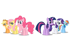 Size: 480x326 | Tagged: safe, artist:obisam, derpibooru import, applejack, derpy hooves, fluttershy, pinkie pie, rainbow dash, rarity, twilight sparkle, ponified, earth pony, pegasus, pony, unicorn, animated, asdfmovie, bouncing, caption, cutie mark, everybody do the flop, female, flop, frown, gif, gif with captions, looking at you, mare, open mouth, prone, sad, simple background, smiling, text, underp, white background, youtube link