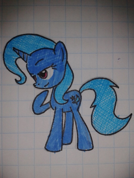 Size: 1920x2560 | Tagged: safe, artist:mrhaliboot, derpibooru import, trixie, photo, smiling, traditional art