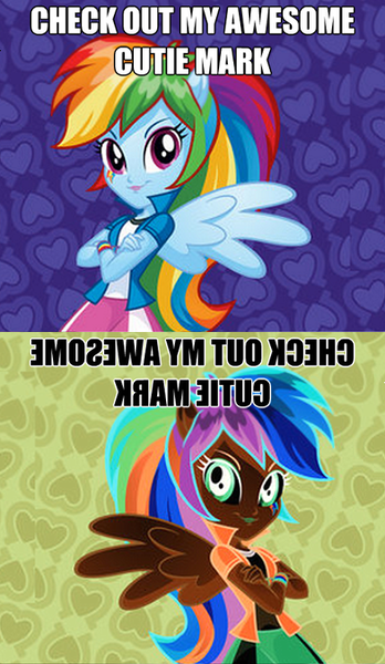 Size: 392x676 | Tagged: safe, derpibooru import, rainbow dash, equestria girls, awesome cutie mark, exploitable meme, image macro, meme