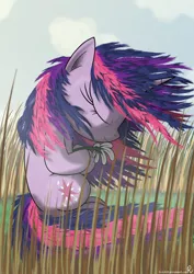 Size: 1356x1920 | Tagged: artist:bcrich40, derpibooru import, flower, meditating, safe, twilight sparkle, windswept mane