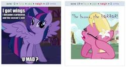 Size: 529x282 | Tagged: alicorn drama, derpibooru, derpibooru import, drama, exploitable meme, juxtaposition, juxtaposition win, lily, lily valley, meme, meta, safe, twilight sparkle