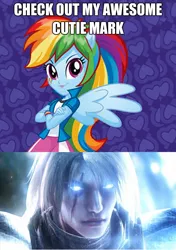 Size: 524x743 | Tagged: safe, derpibooru import, rainbow dash, equestria girls, awesome cutie mark, exploitable meme, image macro, meme, siegfried, soul calibur