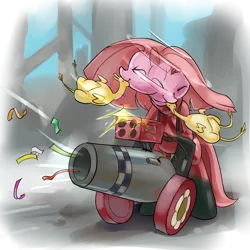 Size: 640x640 | Tagged: artist:stupjam, derpibooru import, engineer, parody, partillery, party cannon, pinkamena diane pie, pinkie pie, rubber chicken, safe, sentry, team fortress 2