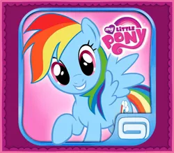 Size: 960x840 | Tagged: app, app icon, derpibooru import, gameloft, my little pony logo, rainbow dash, safe, solo