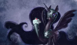 Size: 2181x1280 | Tagged: artist:paladin, cake, derpibooru import, eating, food, nightmare moon, safe, solo