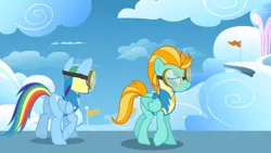 Size: 1600x900 | Tagged: animation error, bald, balderdash, balding, derpibooru import, lightning dust, mane, rainbow dash, safe, screencap, wat, wonderbolts academy