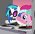 Size: 500x489 | Tagged: safe, derpibooru import, screencap, pinkie pie, vinyl scratch, earth pony, pony, unicorn, a canterlot wedding, season 2, alternate hairstyle, animated, bridesmaid dress, canterlot gardens, clothes, cropped, dress, duo, female, gif, image, jewelry, loop, mare, necklace, record, speaker, speakers, sunglasses, turntable, vinyl's glasses, waving