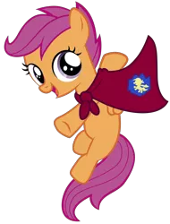Size: 6000x7884 | Tagged: absurd resolution, artist:ahumeniy, cape, clothes, derpibooru import, safe, scootaloo, simple background, solo, transparent background, vector