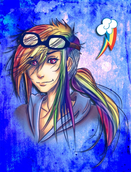 Size: 453x592 | Tagged: artist:seyo-tsukino, derpibooru import, human, humanized, rainbow dash, safe, solo