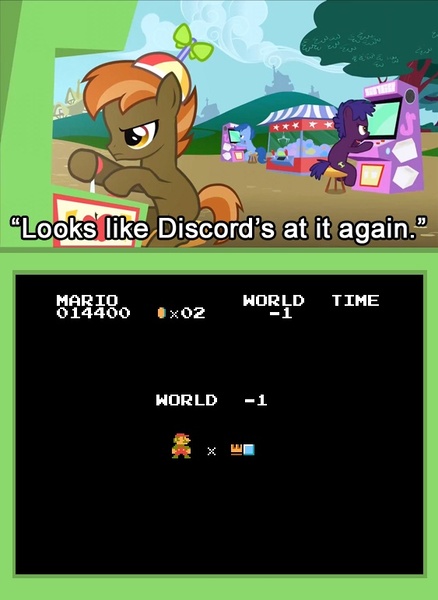 Size: 563x771 | Tagged: apple bytes, arcade, archer (character), button mash, derpibooru import, error, exploitable meme, glitch, high score, high score plays, mario, meme, minus world, safe, scootablue, super mario bros.