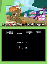 Size: 563x771 | Tagged: apple bytes, arcade, archer (character), button mash, derpibooru import, error, exploitable meme, glitch, high score, high score plays, mario, meme, minus world, safe, scootablue, super mario bros.