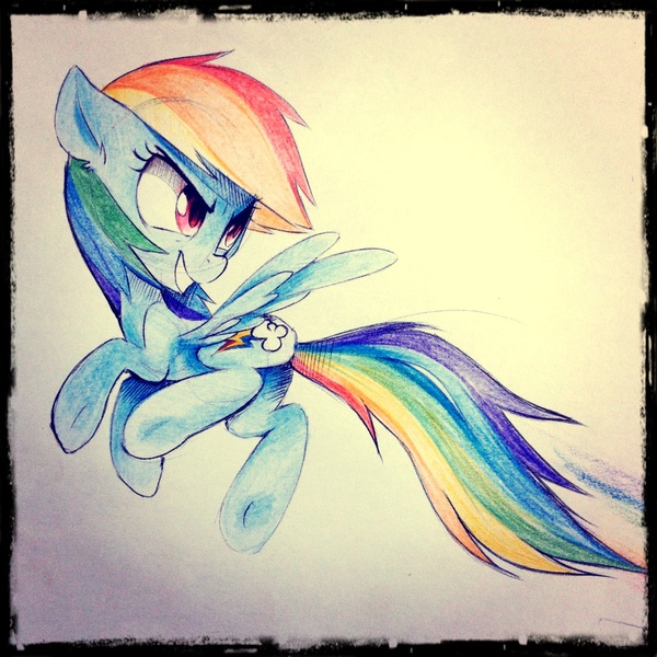 Size: 1280x1280 | Tagged: artist:affanita, derpibooru import, rainbow dash, safe, sketch, solo, traditional art