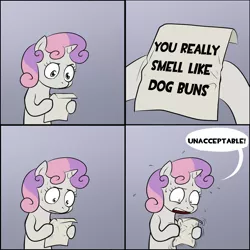 Size: 1800x1800 | Tagged: adventure time, artist:lemondevil, biporarity, derpibooru import, edit, exploitable meme, lemongrab, meme, obligatory pony, safe, sweetie belle, sweetie's note meme, unacceptable