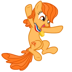 Size: 3000x3000 | Tagged: safe, artist:sunley, derpibooru import, butterscotch (g1), earth pony, pony, female, g1, g1 to g4, g4, generation leap, mare, medal, simple background, solo, transparent background