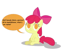 Size: 1525x1241 | Tagged: apple bloom, artist:sauec, derpibooru import, safe, simple background, solo, talking to viewer, transparent background