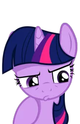 Size: 1416x2176 | Tagged: safe, artist:drawntildawn, artist:joemasterpencil, derpibooru import, twilight sparkle, unicorn, cute, frown, glare, looking down, pouting, simple background, solo, thinking, thinking twilight, transparent background, unicorn twilight, vector