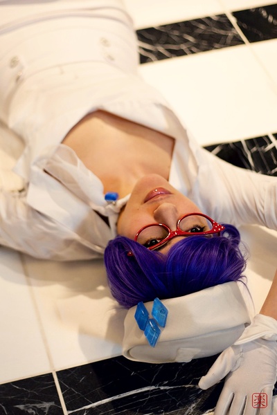 Size: 1000x1500 | Tagged: artist:prynnette, artist:thighhighs, clothes, convention, cosplay, costume, derpibooru import, glasses, hat, human, irl, irl human, katsucon, photo, pillbox hat, rarity, rarity's glasses, safe, skirt, solo, tube skirt
