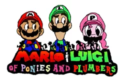 Size: 649x415 | Tagged: artist:eversonitro, crossover, derpibooru import, facial hair, fanfic, luigi, mario, mario & luigi, moustache, nintendo, pinkie pie, safe, super mario bros.