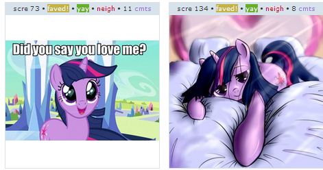 Size: 471x248 | Tagged: artist:ykchiropter, caption, derpibooru, derpibooru import, exploitable meme, faves, image macro, implied, juxtaposition, juxtaposition win, meme, meta, morning ponies, suggestive, text, twilight sparkle