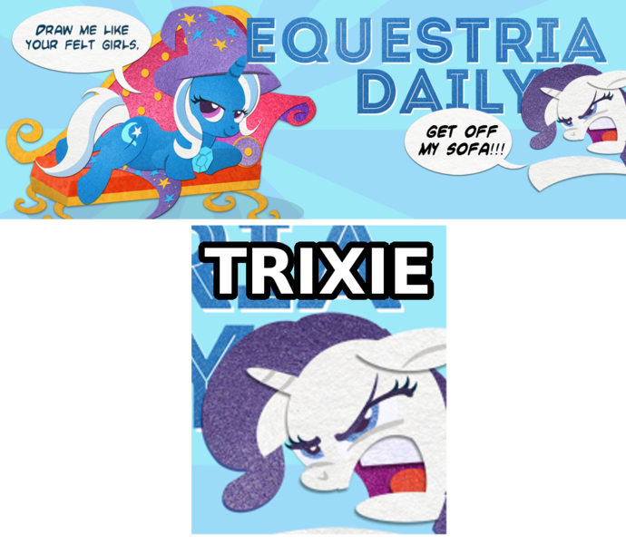 Size: 1000x869 | Tagged: couch, derpibooru import, dinkleberg, draw me like one of your french girls, equestria daily, fainting couch, inconvenient trixie, meme, rarity, safe, trixie