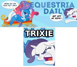 Size: 1000x869 | Tagged: couch, derpibooru import, dinkleberg, draw me like one of your french girls, equestria daily, fainting couch, inconvenient trixie, meme, rarity, safe, trixie