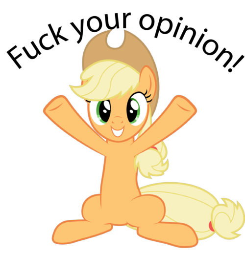 Size: 500x520 | Tagged: applejack, caption, derpibooru import, dialogue, image macro, safe, simple background, sitting, solo, text, vulgar