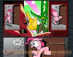 Size: 900x700 | Tagged: derpibooru import, exploitable meme, idw, meme, obligatory pony, pickle surprise, pinkie pie, safe, surprise door