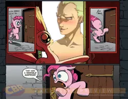 Size: 900x700 | Tagged: derpibooru import, edit, exploitable meme, gay bathhouse, idw, meme, obligatory pony, persona, persona 4, pinkie pie, safe, shadow kanji, surprise door, tatsumi kanji