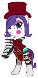 Size: 3480x7000 | Tagged: suggestive, artist:beavernator, derpibooru import, rarity, pony, bipedal, blushing, boots, borderlands, borderlands 2, clothes, cosplay, costume, crossover, eyeliner, hat, mad moxxi, makeup, panties, shoes, simple background, solo, stockings, thigh highs, transparent background, underwear, vector