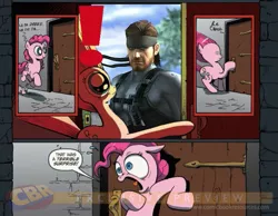 Size: 643x500 | Tagged: derpibooru import, exclamation point, exploitable meme, meme, metal gear, obligatory pony, pinkie pie, safe, solid snake, surprise door