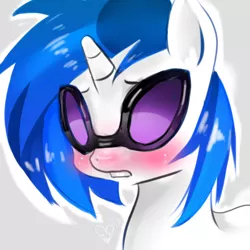 Size: 500x500 | Tagged: artist:marinakirby, blushing, derpibooru import, safe, solo, vinyl scratch