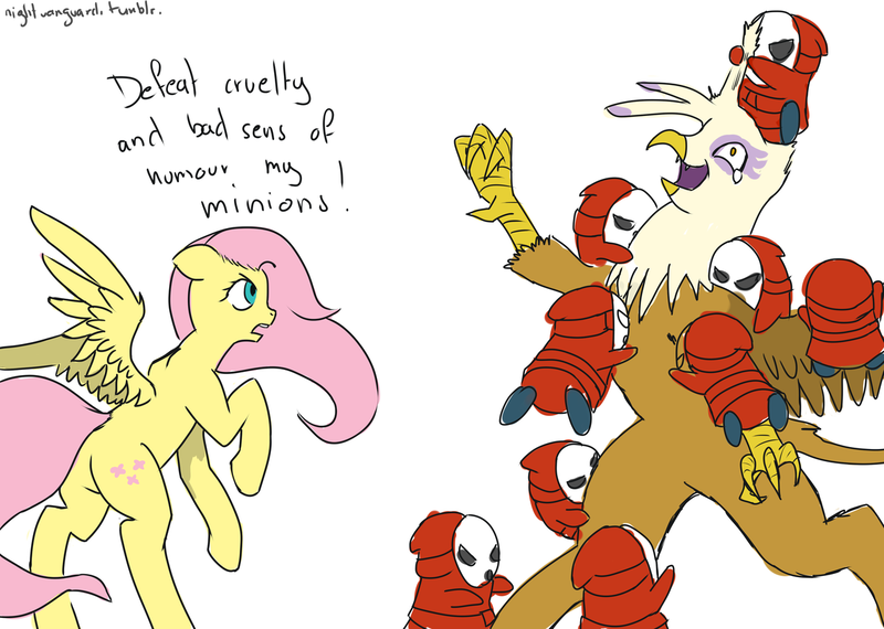 Size: 1280x912 | Tagged: safe, artist:keilinkzone, derpibooru import, fluttershy, gilda, gryphon, shy guy, 30 minute art challenge, abuse, angry, attack, awesome, crossover, gildabuse, nintendo, super mario bros., super mario bros. 2, swarm