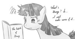 Size: 770x400 | Tagged: artist:japananon, book, brony, derpibooru import, monochrome, pixiv, reading, safe, twilight sparkle