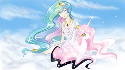 Size: 1366x768 | Tagged: safe, artist:maroonriver, derpibooru import, princess celestia, ponified, human, pony, crossover, humanized, puella magi madoka magica, species swap