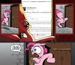 Size: 945x821 | Tagged: colin mochrie, derpibooru import, exploitable meme, idw, meme, obligatory pony, pinkie pie, safe, surprise door, whose line is it anyway