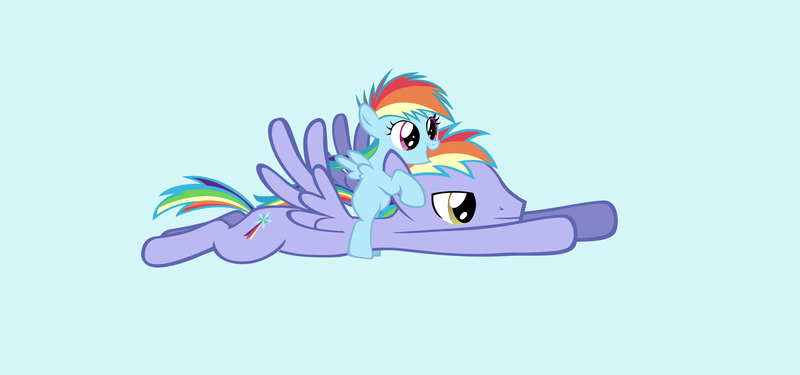 Size: 9381x4402 | Tagged: safe, artist:vector-brony, derpibooru import, rainbow blaze, rainbow dash, pony, absurd resolution, female, filly, ponies riding ponies, riding