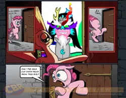 Size: 771x600 | Tagged: derpibooru import, exploitable meme, idw, meme, obligatory pony, oc, only the dead can know peace from this evil, pinkie pie, safe, surprise door, tiara ultima