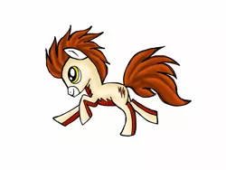 Size: 1024x768 | Tagged: safe, artist:icollectluck, derpibooru import, ponified, earth pony, pony, crossover, dc comics, goggles, impulse, kid flash, running, simple background, solo, the flash, white background, young justice