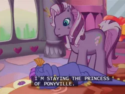 Size: 640x480 | Tagged: derpibooru import, g3, hilarious in hindsight, master kenbroath gilspotten heathspike, princess, princess wysteria, safe, spike, subtitles, the princess promenade, wysteria