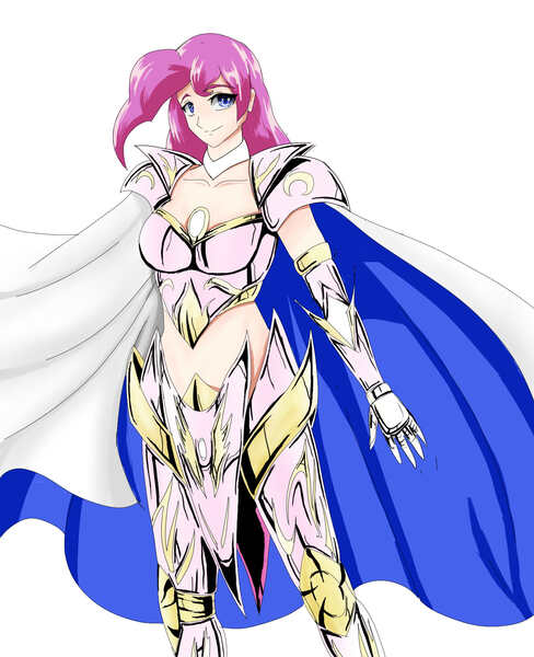 Size: 1300x1600 | Tagged: armor, artist:darkamerion, artist:igniamatis, breasts, cleavage, derpibooru import, human, humanized, pinkie pie, safe, saint seiya, unconvincing armor