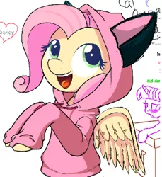 Size: 344x376 | Tagged: safe, artist:apony, artist:mcsadat, derpibooru import, edit, fluttershy, twilight sparkle, cat, cat ears, cat hoodie, clothes, cute, flockdraw, fluttercat, hoodie, kitten