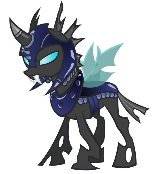 Size: 1515x1694 | Tagged: armor, artist:durpy, changeling, changeling officer, derpibooru import, horn, horn cap, safe, simple background, solo, transparent background, vector