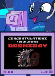 Size: 438x600 | Tagged: dc comics, derpibooru import, doomsday, exploitable meme, gamer luna, injustice gods among us, meme, obligatory pony, princess luna, safe, tv meme