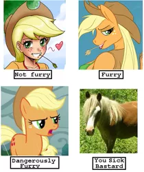 Size: 471x561 | Tagged: safe, artist:johnjoseco, artist:tyelle, derpibooru import, edit, edited screencap, screencap, applejack, anthro, earth pony, horse, human, pony, ask gaming princess luna, anthro chart, anthro with ponies, applejack's hat, bedroom eyes, blushing, breasts, chart, clothes, cowboy hat, cropped, dangerously furry, female, freckles, frown, furry, glare, grin, hat, heart, humanized, irl, lidded eyes, lipstick, looking at you, mare, meme, meta, missing accessory, mouth hold, open mouth, photo, reaction image, real, real pony, shirt, smiling, stetson, straw, straw in mouth, text, unamused, you sick bastard