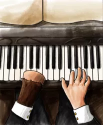 Size: 370x450 | Tagged: artist:wilizin, cover, derpibooru import, fanfic, fanfic art, fanfic cover, hooves, human, musical instrument, piano, safe